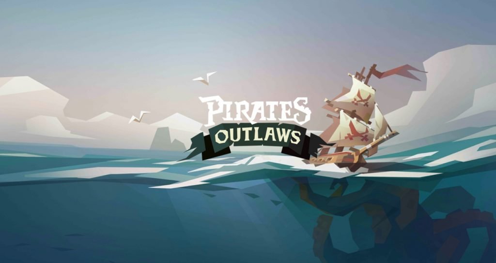 Pirates Outlaws Title Screen Ship Sailing on Open Waters
