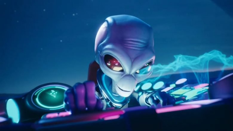 Alien executing attack from ship in Destroy All Humans!
