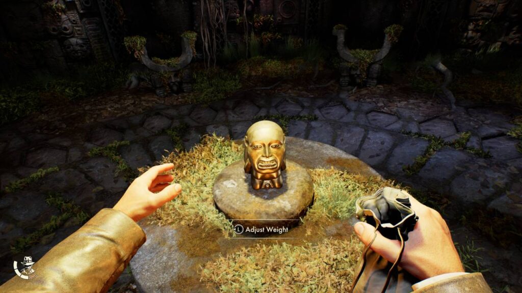 Indiana Jones Stealing a Statue in The Great Circle video game